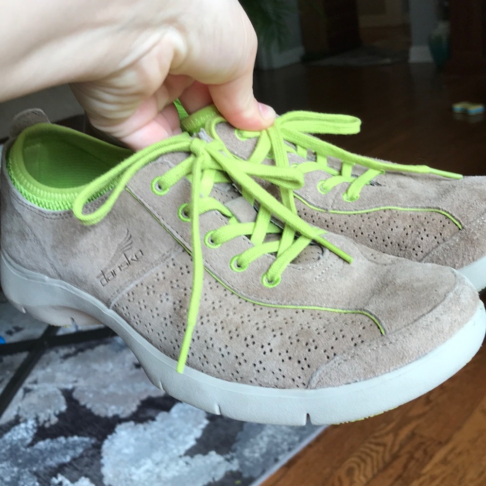 Dansko 'Elise' Mocha & Lime Suede Sneakers